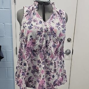 Lane Bryant Floral Ruffle Blouse - Pink and Purple